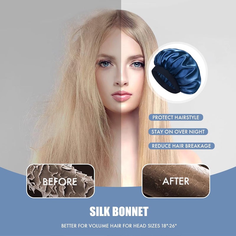 Doitory Store Satin Silk Bonnet for Sleeping, Double Layer Silk Sleep Cap for Men & Women, Soft Satin Lined Bonnet for Curly Hair - Image 5